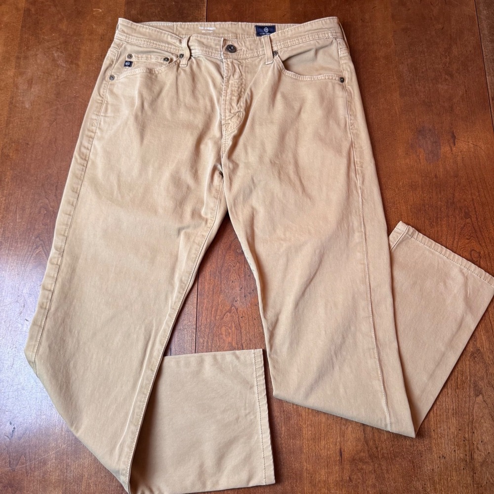AG Adriano Goldschmied Pant Men 32x29 Tan Everett Slim Straight Khaki Stretch